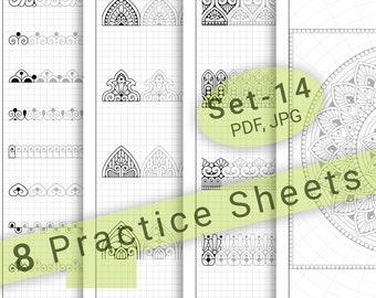 8 Mandala Practice Sheets (Set-14) in PDF/JPG for Mandala Practice and Art Therapy | Instant Digital download in A4 size