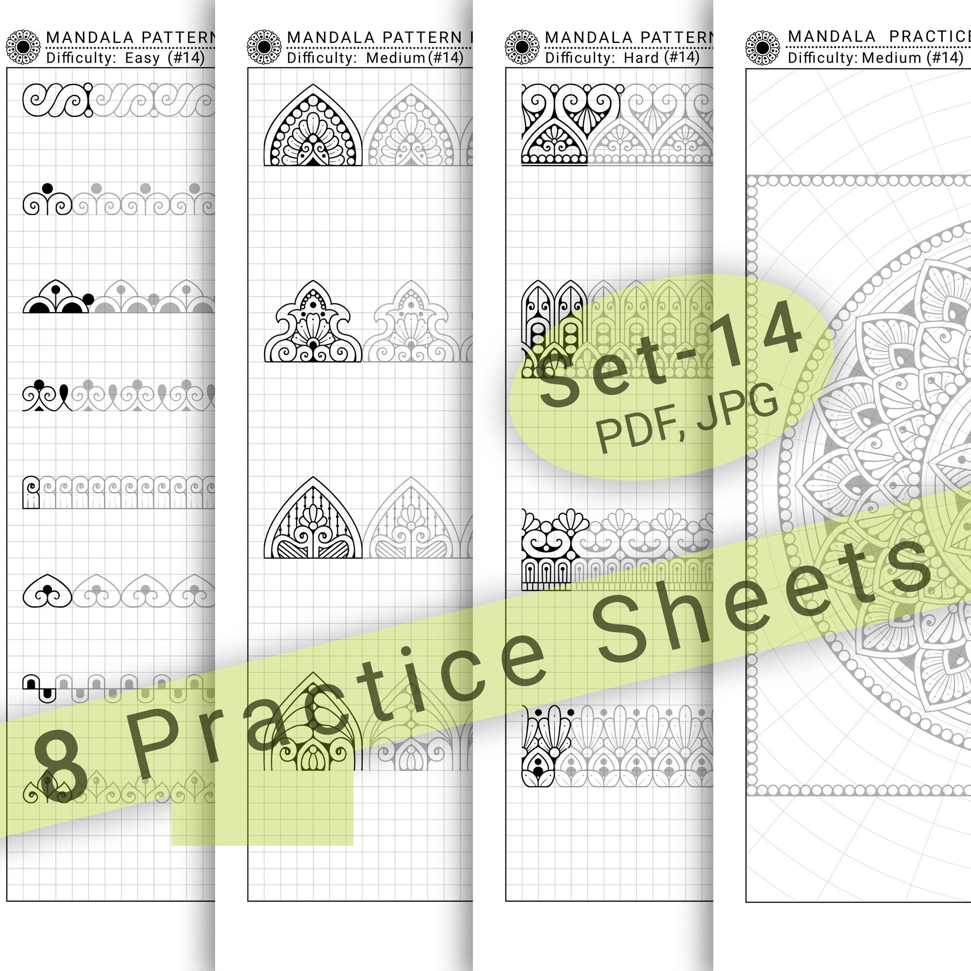 8 Mandala Practice Sheets set-14 in PDF/JPG for Mandala Practice and ...