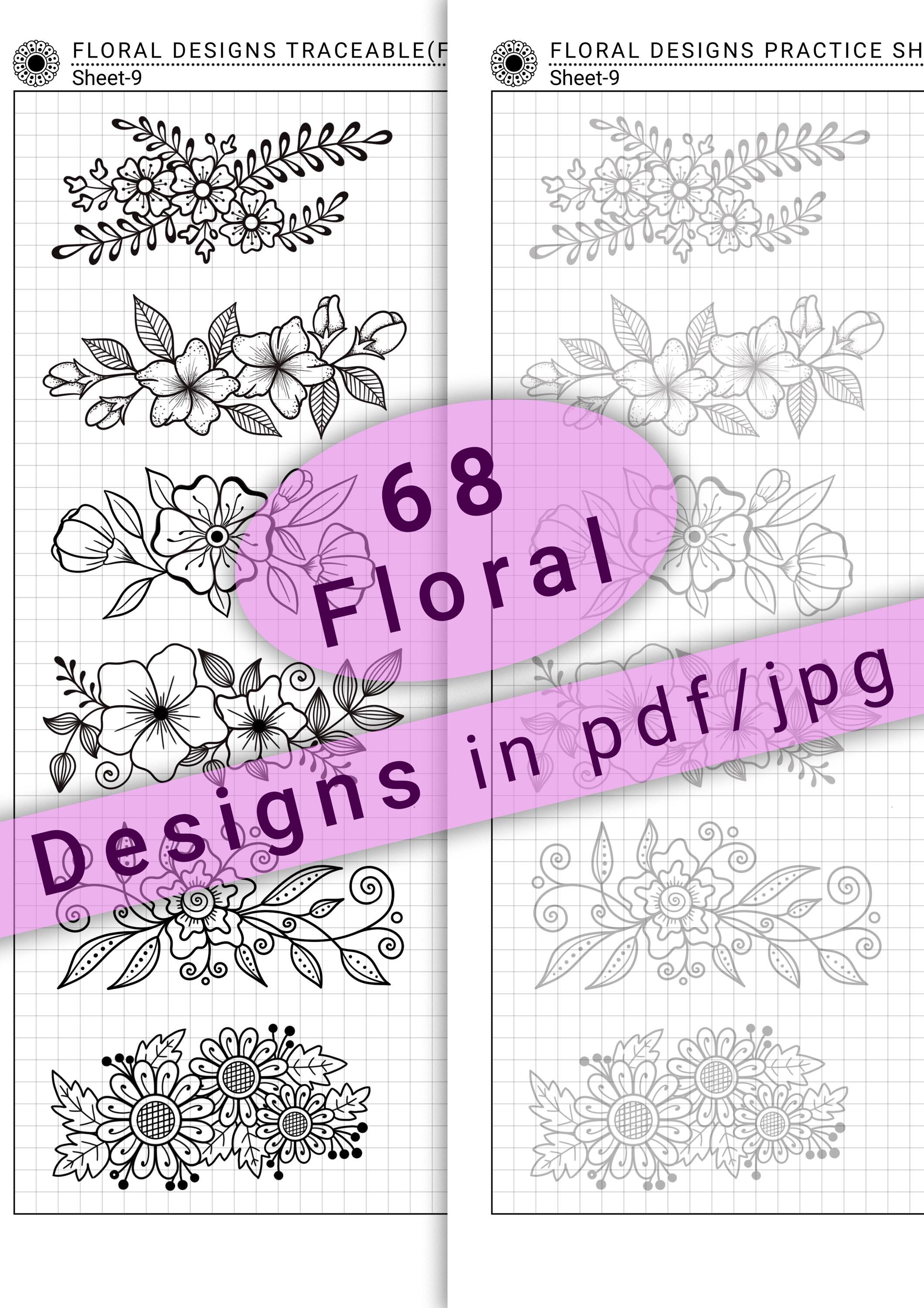 68 Easy Basic Floral Patterns to Practice in PDF/JPG for Mandala Design ...
