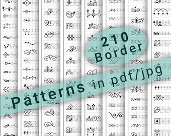 210 Easy Basic Border Patterns to Practice in PDF/JPG for Mandala Practice and Art Therapy | Instant Digital download in A4 size