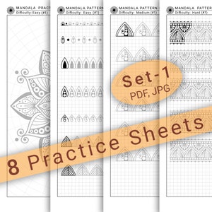 8 Mandala Practice Sheets (Set-1) in PDF/JPG for Mandala Practice and Art Therapy | Instant Digital download in A4 size