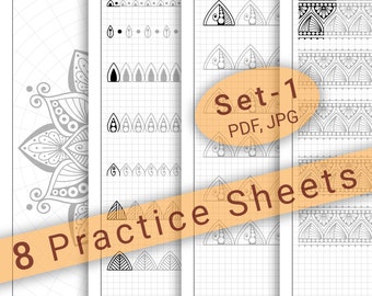 8 Mandala Practice Sheets (Set-1) in PDF/JPG for Mandala Practice and Art Therapy | Instant Digital download in A4 size