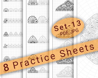 8 Mandala Practice Sheets (Set-13) in PDF/JPG for Mandala Practice and Art Therapy | Instant Digital download in A4 size