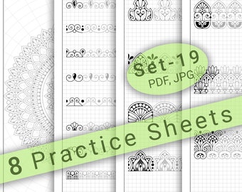 8 Mandala Practice Sheets (Set-19) in PDF/JPG for Mandala Practice and Art Therapy | Instant Digital download in A4 size