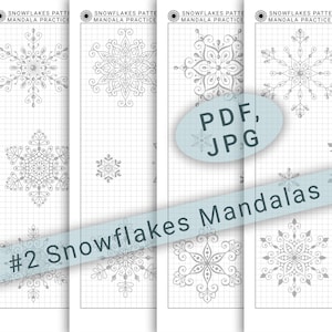 21+ different Snowflakes Mandala Pattern Practice Sheets, digital Mandala Training Worksheet/trace sheets for Outline & Coloring,art therapy