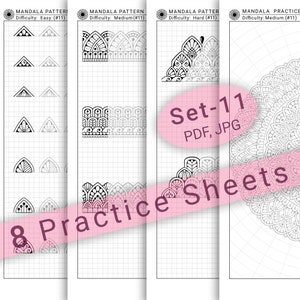 8 Mandala Practice Sheets (Set-11) in PDF/JPG for Mandala Practice and Art Therapy | Instant Digital download in A4 size
