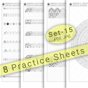8 Mandala Practice Sheets (Set-15) in PDF/JPG for Mandala Practice and Art Therapy | Instant Digital download in A4 size