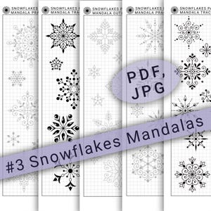 Plus de 150 feuilles d'exercices différentes pour le motif mandala flocons de neige, feuille d'exercices mandala géométrique facile à imprimer numériquement pour le contour et la coloration