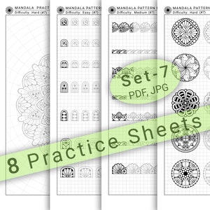 8 Mandala Practice Sheets (Set-7) in PDF/JPG for Mandala Practice and Art Therapy | Instant Digital download in A4 size