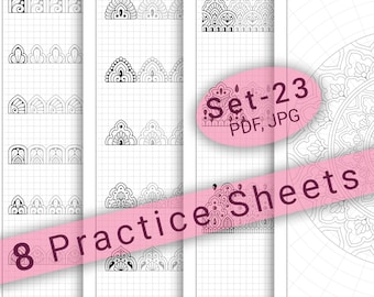 8 Mandala Practice Sheets (Set-23) in PDF/JPG for Mandala Practice and Art Therapy | Instant Digital download in A4 size