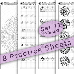 8 Mandala Practice Sheets (Set-17) in PDF/JPG for Mandala Practice and Art Therapy | Instant Digital download in A4 size