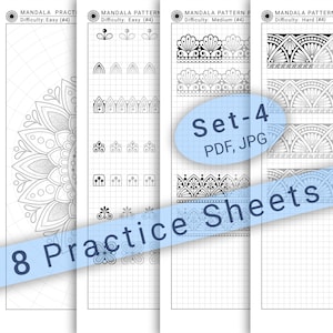 8 Mandala Practice Sheets (Set-4) in PDF/JPG for Mandala Practice and Art Therapy | Instant Digital download in A4 size