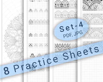 8 Mandala Practice Sheets (Set-4) in PDF/JPG for Mandala Practice and Art Therapy | Instant Digital download in A4 size