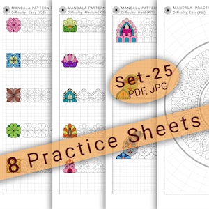 Mandala Practice Sheets: Art Therapy Coloring Pages (PDF/JPG)