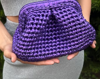 Handmade Metallic Yarn Clutch: Woven Evening Pouch