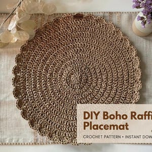 Boho Raffia Crochet Placemat Pattern | Round Table Mat Beginner Friendly Tutorial