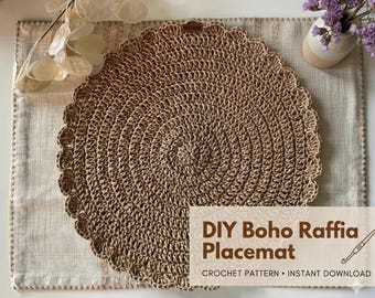 Boho Raffia Tischset Muster | Runde Tischmatte Anfängerfreundliches Tutorial