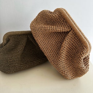 Hand-Crocheted Raffia Clutch: Natural Summer Pouch