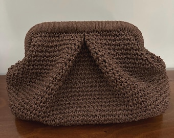 Hand-crocheted natural raffia clutch *a must-have for your summer closet*