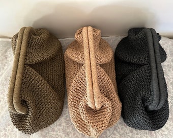 Hand-Crocheted Raffia Clutch: Summer Closet Essential