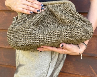 Hand-crocheted natural raffia clutch *a must-have for your summer closet*