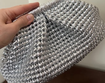 Handmade Metallic Woven Clutch: Evening Pouch