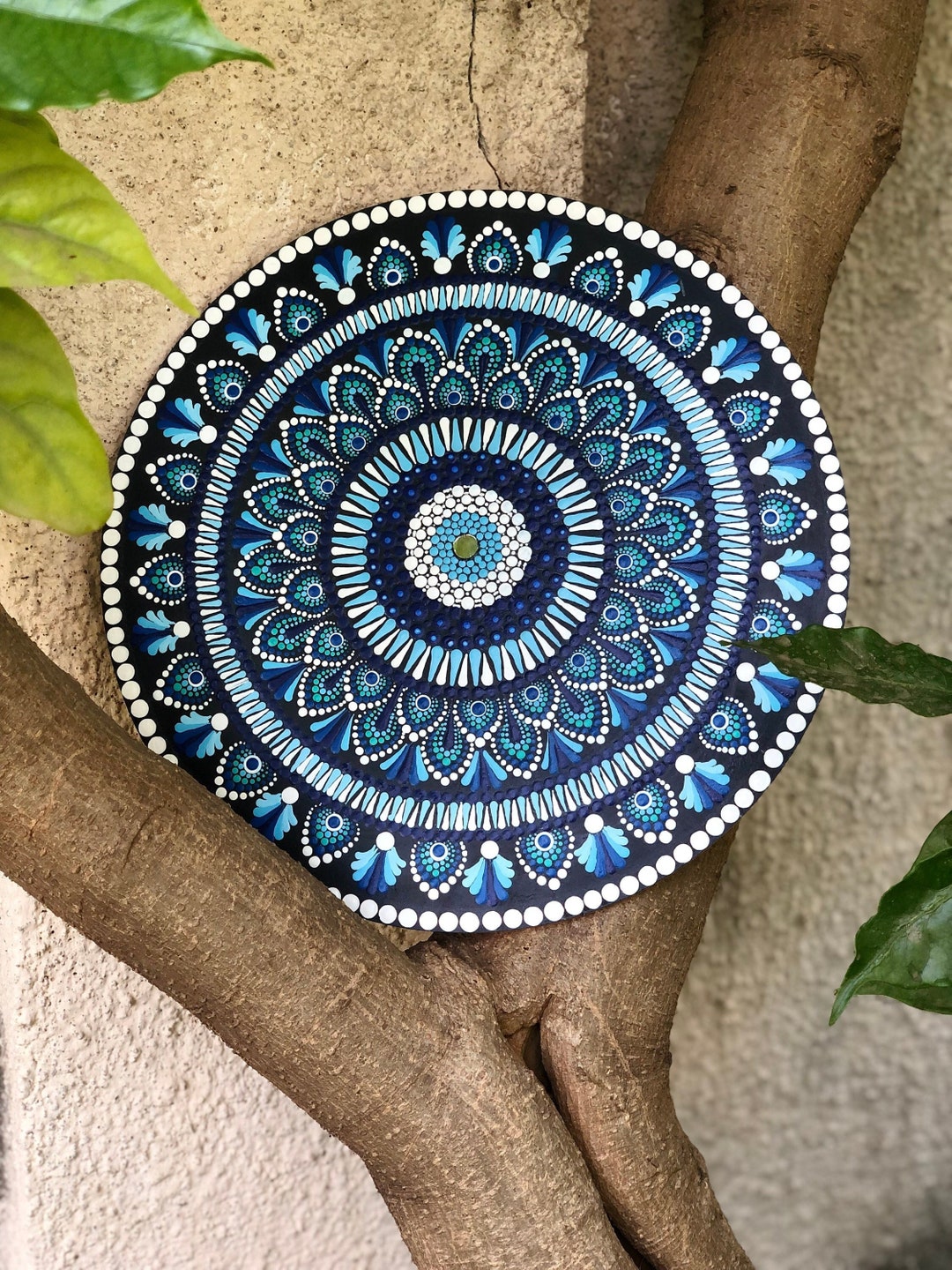 Mandala Art Wallhanging 12' Inches Round Wooden Plate Etsy