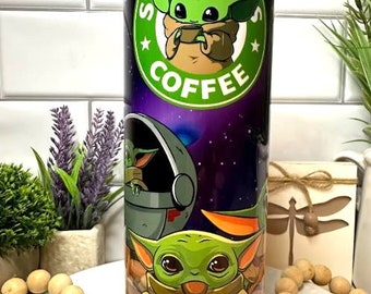 20oz Tumbler, Sublimated, Hot/Cold, Stainless Steel, Leak Proof, bpa Free, Double Insulated - Grogu