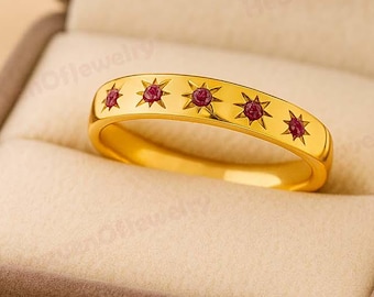 Dainty Ruby Stacking Eternity Ring Gold Minimalist Ring Ruby Ring July Birthstone Gift for Her Delicate Ring Eternity Band Dainty Ruby Ring