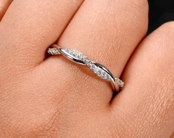 Petite Twist Full Eternity Ring Infinity CZ Wedding Band Twist Vine Engagement Ring Rope Ring Stackable Ring Promise Ring Anniversary Ring