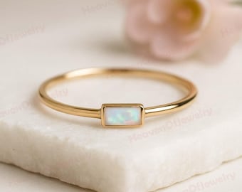 Gold Opal Ring, Opal Ring, Gold Ring, Delicate Gold Ring, Stacking Ring, Stacking Opal Ring Gold Filled Ring Baguette Opal Personalized Gift