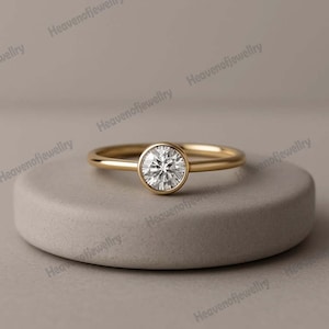 Moissanite 1to4 Round Cut Engagement Ring, Round Solitaire Ring, 14k Solid Gold Ring, Anniversary Gift Ring, Bridal Ring, Personalized Gift