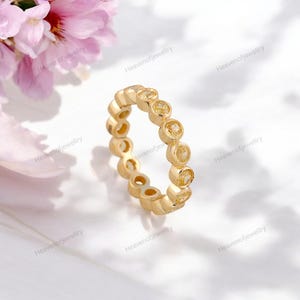 Citrine Band 14K Yellow Gold Band Women Fine Jewelry Anniversary Gift For Love Personalized Stacking Gemstone Jewlery