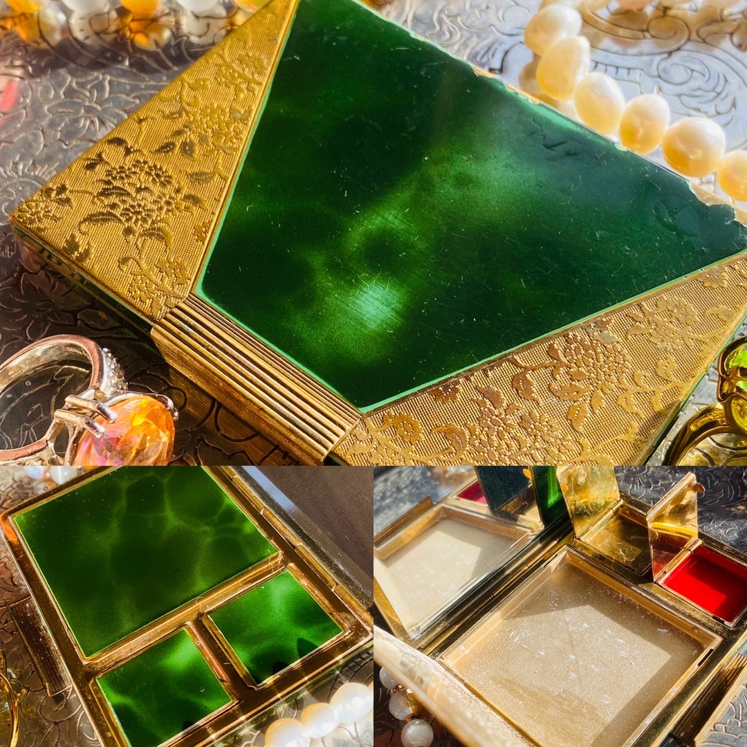 Lovely Unique Art Deco Vintage Powder Compact Powder Rouge Etsy