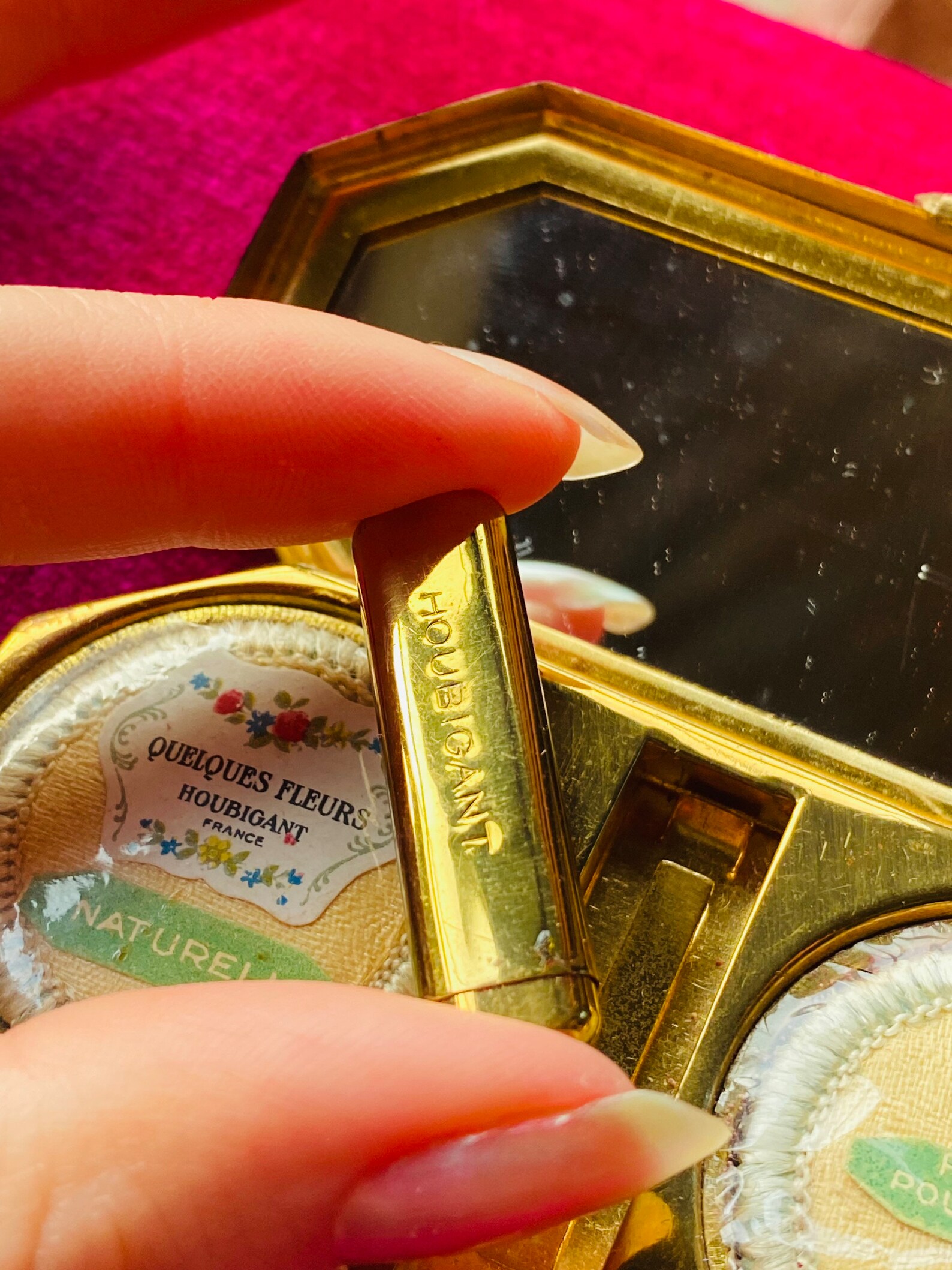 VERY RARE Houbigant Art Deco Vintage Mirror Compact Tiny Powder