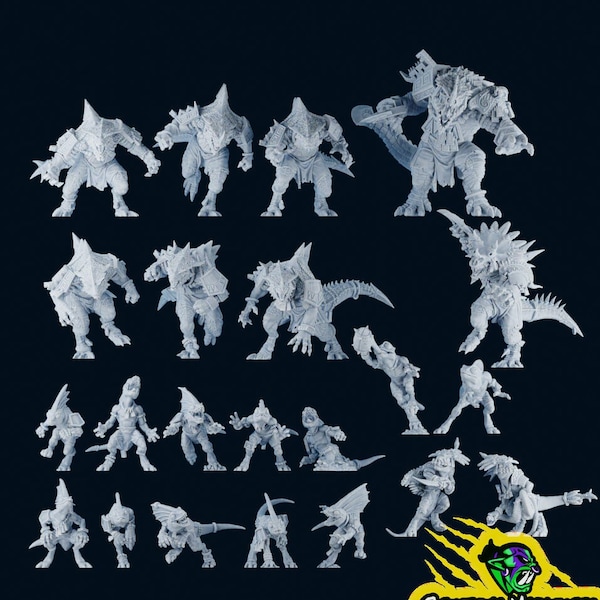 Saurian Sentinels Team by BruteFun Miniatures. Fantasy Football, Death Bowl, and similar games