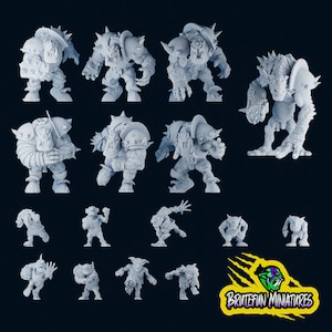 Obsidian Orc Fantasy Football Team by BruteFun Miniatures. Fantasy Football, Death Bowl, and similar games.