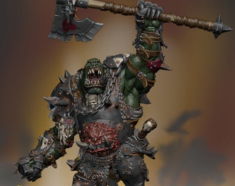 Magnum Orcus Orc Warlord by Brutefun Miniatures. Fantasy, Orks and Goblins.