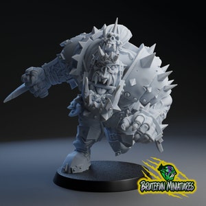 Orc Blitzer Star Player by BruteFun Miniatures. Ork, Gobline, Ogre, Badlands, Fantasy Football