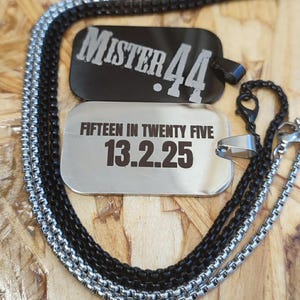 Custom Laser Engraved Dog Tag ID Necklace