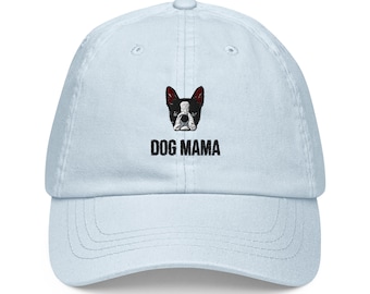 Bonnet Brodé Boston Terrier Avec Pompon En Fausse Fourrure