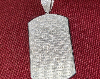 2.80Ct Round Cut Diamond Dog Tag Pendant 14K White Gold Finish 18&quot; Free Chain 925 Sterling Silver Pendant For Special Occasion