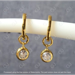Moissanite Drop Earrings: 1.50Ct Round Cut, 14K Yellow Gold Plated