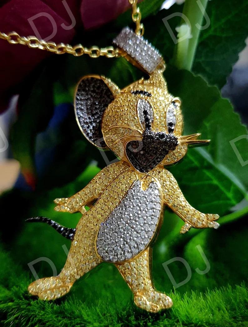 4 karat flerfärgat diamanthänge med Musse Pigg: 14k gult guld över bild 5