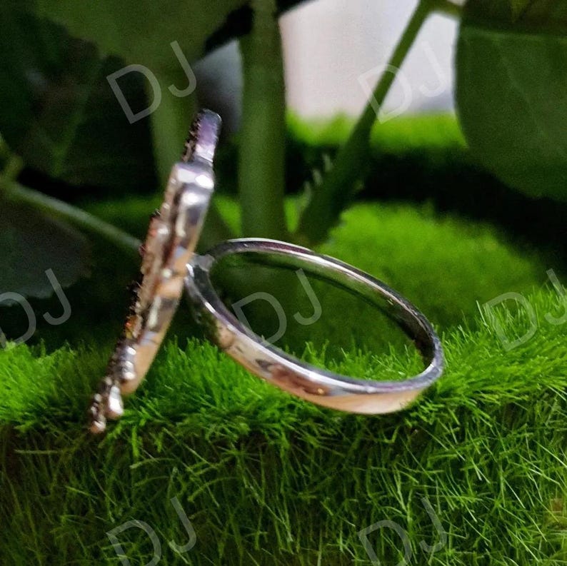 Mickey Mouse Inspired Black Spinel & Moissanite Cluster Ring, 14K White Gold Finish image 6