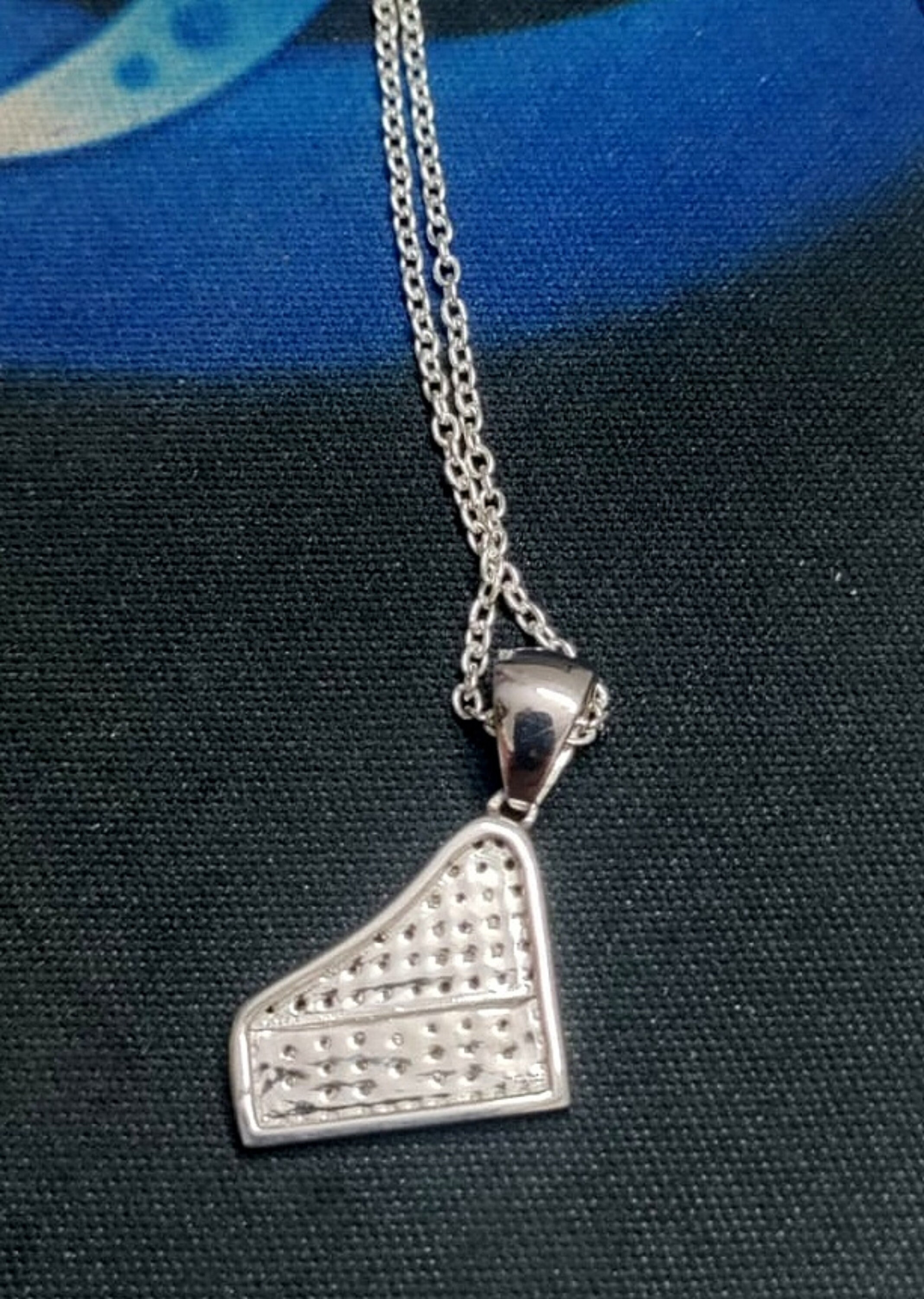Black Diamond Piano Pendant: 14K White Gold Plated, Elton John
