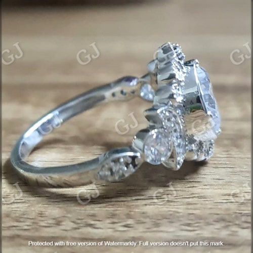 2Ct Round shops Cut D/VVS1 Diamond Cluster 14K White Gold Finish Engagement Wedding Anniversary Ring, Birthday Gift, Ring.