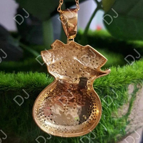 アクセサリー 14k YG Money Bag Pendant Icebox - Money Bag Diamond Pendant 14k Solid Gold 0.33ctw
