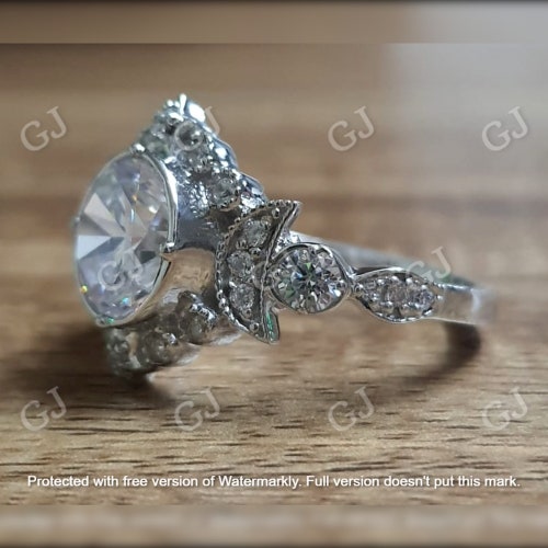 2Ct Round shops Cut D/VVS1 Diamond Cluster 14K White Gold Finish Engagement Wedding Anniversary Ring, Birthday Gift, Ring.