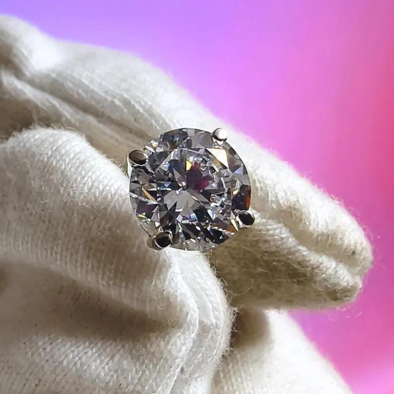 1Ct Taglio Rotondo VVS1/D Diamante Donna Orecchini Fiori A Perno 14K - Foto 2